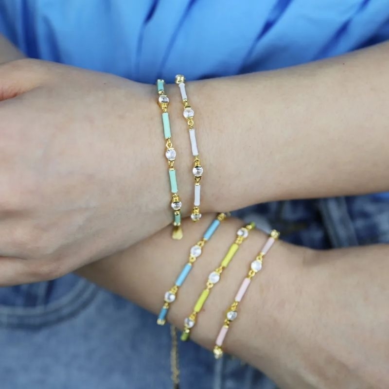 P's Treasure crystal enamel bracelet ( s925) Shopee Thailand