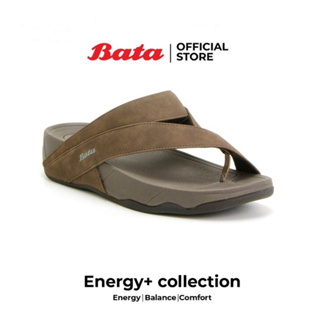 *Best Seller* Bata Energy+ รองเท้าลำลองเพื่อสุขภาพแบบหูหนีบ ยอดฮิต สวมใส่ง่าย รองรับน้ำหนักเท้าได้ดี สำหรับผู้ชาย สีน้ำตาล 8716641 size 6-11