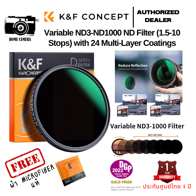 ภาพหน้าปกสินค้าK&F Variable ND3-ND1000 ND Filter (1.5-10 Stops) with 24 Multi-Layer Coatings จากร้าน homecamera_shop บน Shopee