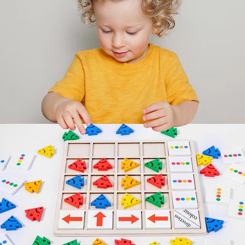 ของเล่น-montessori-เกมกระดานไม้-การรับรู้สี-การรับรู้ทิศทาง-ของเล่นเสริมพัฒนาการเด็ก-ของเล่นไม้-ฝึกสมอง-เกมโค้ดดิ้ง