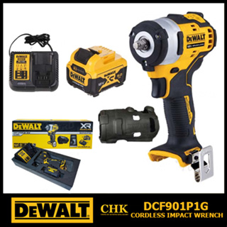 DEWALT DCF901P1G บล็อคกระแทกไร้สาย 4 หุน 12V (มอเตอร์Brushless) (แบตฯ1ก้อน/แท่นชาร์จ1อัน) (340Nm) รับประกันศูนย์ 3 ปี