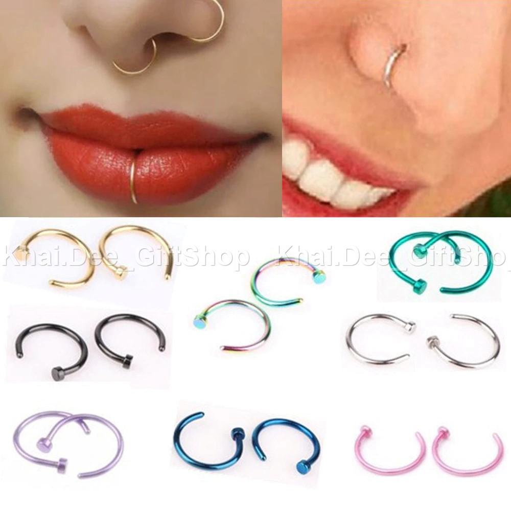 🇹🇭💋จิวจมูกสแตนเลส จิวหู จิวปาก💋H.L.P(01)💋 Stainless Steel ring for Lips ...