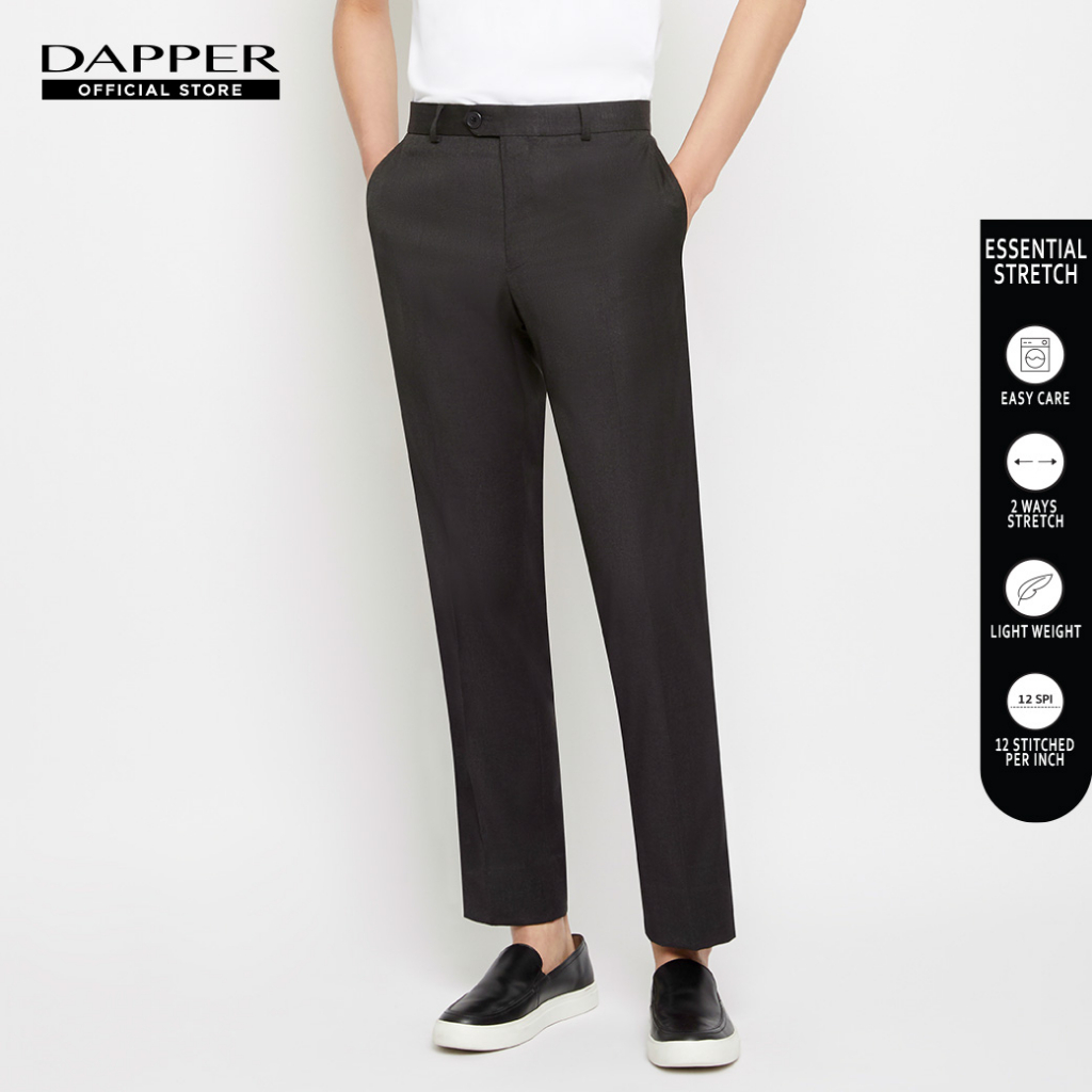 DAPPER กางเกงทำงาน รุ่น Essential Stretch ทรง Regular-Fit สีเทาเข้ม ...