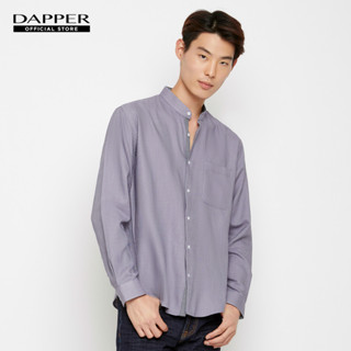 DAPPER เสื้อเชิ้ตคอจีน Cotton Blended ลาย Argyle สีกรมท่า (BCLN1/950TE)