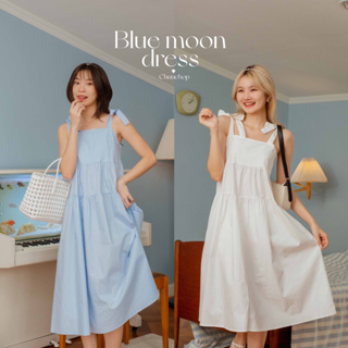 ราคาCHUUCHOP_พร้อมส่ง(C6959) 🌈☀️BLUE MOON dress เดรสยาวสายเดี่ยวโบว์ มี2สี