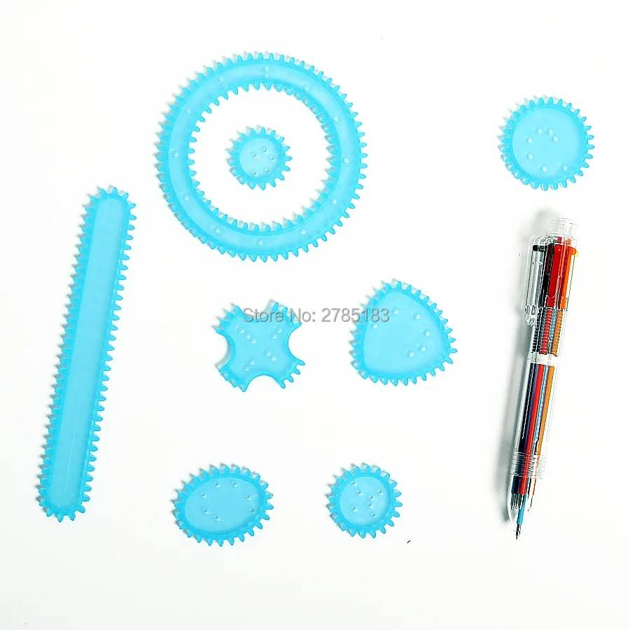 spirograph-ชุดอุปกรณ์เสริมการศึกษาชุดของเล่นวาดภาพ-ด้วยเกียร์และวงกลม-วาดรูปดาวด้วยการเขียนผ่านเกียร์และเฟืองเป็นรูปต่าง