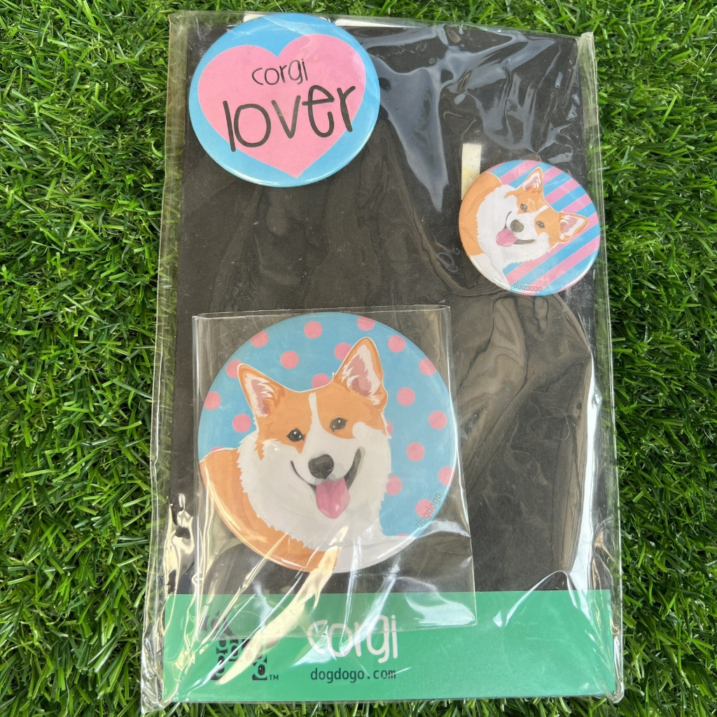 ชุดเข็มกลัดและกระจกลายสุนัข-dogdogo-pin-and-mirror