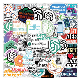 พร้อมส่ง AI  CHATGPT แชตจีพีที OPENAI  GPT INTERNET sticker สติกเกอร์กันน้ำรูปแบบที่แตกต่างกัน 50ชิ้น