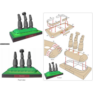โมเดลกระดาษ 3D : รูปปั้นโมอาย บนเกาะอีสเตอร์ ประเทศ ชิลี กระดาษโฟโต้เนื้อด้าน ขนาด A4 220g.