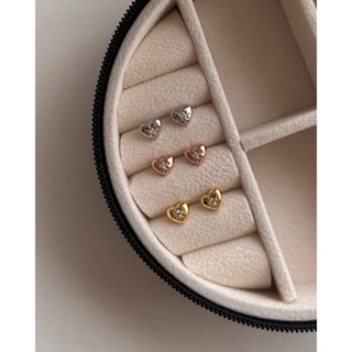(โค้ด X8SFXJ ลด 20%) A.piece  ต่างหู [Silver 925 pin+Brass] Snow heart stud earrings (374-376)