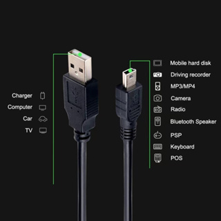 สาย Mini USB ใช้กับกล้องหน้ารถ / แทบเลต / MP3 Player / WEBCAM / CARD READER ชาร์ทไฟ -ถ่ายโอนข้อมูลได้