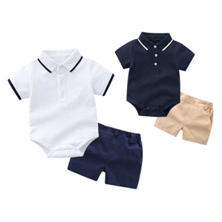 ชุดเด็กผู้ชาย ชุดโปโลเด็กพร้อมกางเกง มี 2 สี สีขาวและสีกรม สินค้าผ้าเนื้อผ้าดี ใส่สบาย