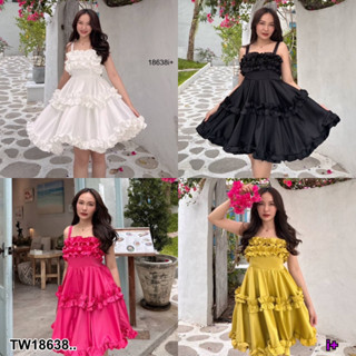 TW18638 Dress เดสสั้น ระบายฟรุ้งฟริ้งทั้งตัว