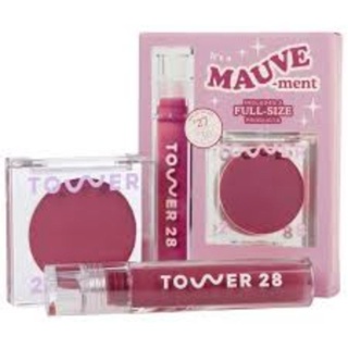 พร้อมส่ง tower 28 BeautyIts a Mauve-ment Lip Gloss + Cream Blush Duo Set