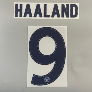 เบอร์ชื่อ ติดเสื้อฟุตบอล  พรีเมียร์ลีค แมนซิตี้ 2022-23 ฟอนต์สโมสร 9 HAALAND สีกรม แบบเฟลค Manchester City