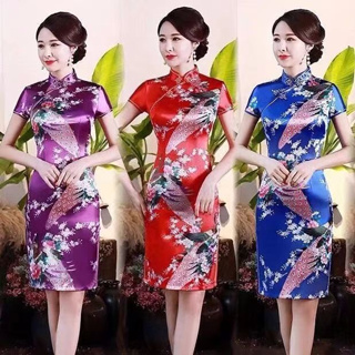 Cheongsam สั้นขนาดใหญ่วินเทจฤดูร้อน 2023 ผู้หญิงใหม่แคทวอล์คเสื้อผ้าบางพอดีสไตล์จีนสง่างาม
