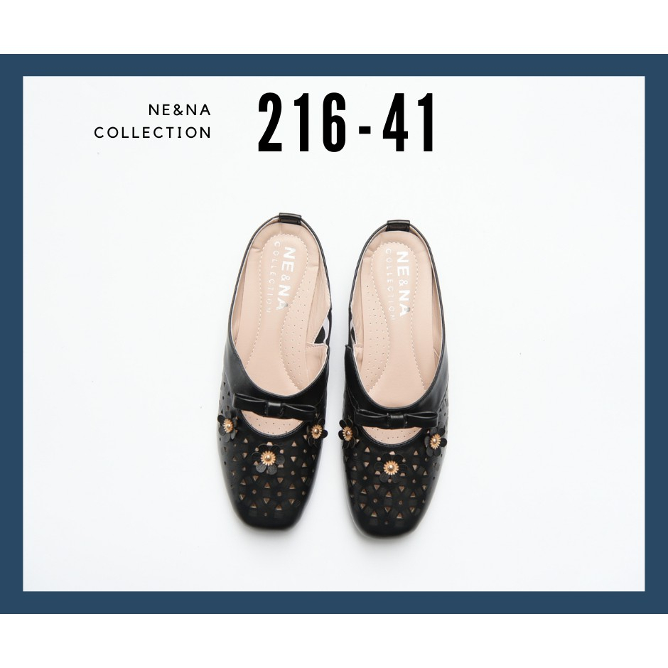 ภาพหน้าปกสินค้ารองเท้าเเฟชั่นผู้หญิงเเบบคัชชูส้นเตี้ยเปิดส้นเท้า No. 216-41 NE&NA Collection Shoes จากร้าน nena_official_store บน Shopee