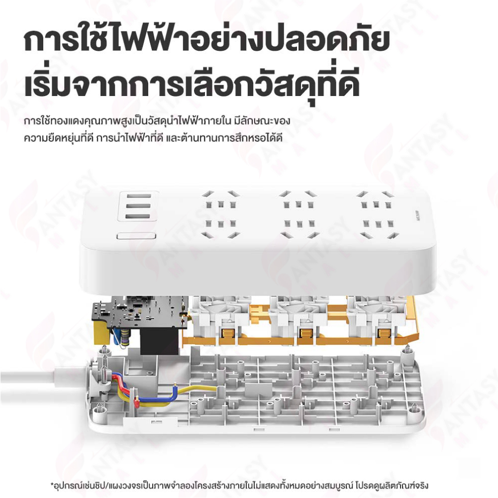 mijia-smart-power-socket-ความยาว-1-8-เมตร-ปลั๊กไฟ-converter-6-sockets-รวม-3-พอร์ตชาร์จ-usb-5v-2a