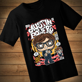 #012 เสื้อยืดลายการ์ตูน AUSTIN POWERS เสื้อยืดสีดำ เสื้อใส่เล่น เสื้อยืด เสื้อคอกลม ใส่สบาย เสื้อสกรีน เสื้อสั่งทำ เสื้อ