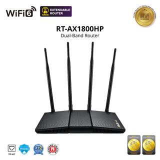 ASUS RT-AX1800HP Dual Band WiFi 6 Extendable Router, Subscription-free Network Security, Built-in VPN, Parental Control