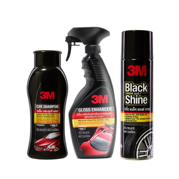 3m-set-แชมพูล้างรถ-car-shampoo-ขนาด-400ml-pn39000lt-เคลือบเงารถยนต์-pn39034lt-black-amp-shine-โฟมทำความสะอาดเคลือบยาง
