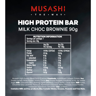 ภาพขนาดย่อของภาพหน้าปกสินค้าMusashi High Protein Bar โปรตีนสูง 45 กรัม จากร้าน musashishop.th บน Shopee ภาพที่ 4