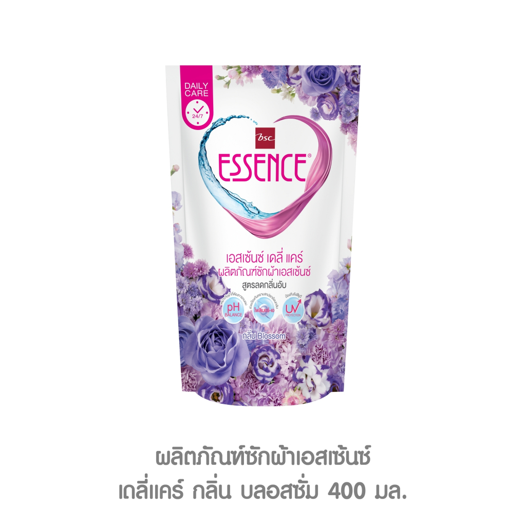 essence-ยกลังสุดคุ้ม-ผลิตภัณฑ์ซักผ้าเอสเซ้นซ์-กลิ่นบลอสซั่ม-400-มล-1-ลัง-บรรจุ-24-ชิ้น