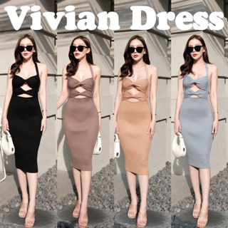 Vivian dress เดรสผูกคอเนื้อผ้าไหมพรมเกรดพรีเมี่ยมทรงสลิม ช่วงอกผ้าไขว้เทคนิคพิเศษ ใส่ง่ายอกไม่เปิด #พร้อมส่ง