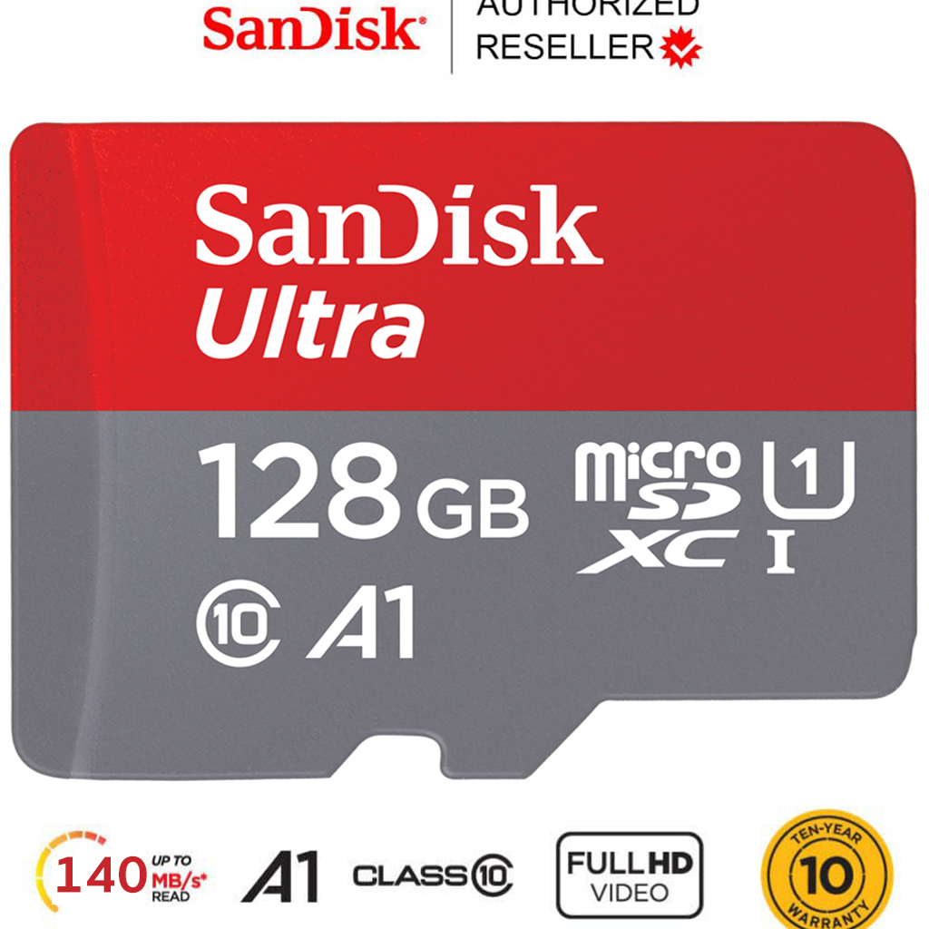ภาพสินค้าSandisk Ultra Micro SD Card 128GB 256GB SDXC Class10 A1 Speed 140mb/s, 150mb/s (SDSQUAB) ใส่ โทรศัพท์ เครื่องเล่นเกมส์ จากร้าน sjcam_officialstore บน Shopee ภาพที่ 2