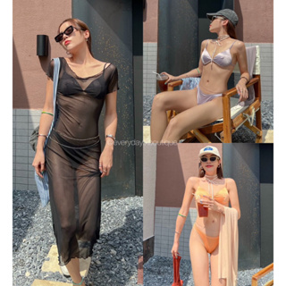 See-through dress X bikini set 🔥 (380฿ฟรีส่ง) ฮอตเกินต้านคร่าาา!! ชุดเซ็ตบิกินี่ ผ้าซาติน มาคู่ เดรสผ้ามุ้งซีทรู akkara