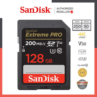 สินค้า SanDisk Extreme Pro SD Card  SDXC 128GB ( SDSDXXD-128G-GN4IN ) ความเร็วอ่าน 200MB/s เขียน 90MB/s เมมโมรี่การ์ด SDCARD  แซนดิส รับประกัน Synnex lifetime