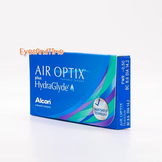 ขนาดใหม่ ✨ Air Optix Plus HydraGlyde แบบกล่องละ 3 เลนส์ (1.5 คู่)  คอนแทคเลนส์ใส รายเดือน