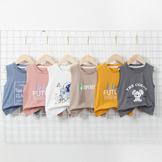 Babyonline(Y198)G2 เสื้อกล้ามแขนกุดสำหรับเด็กลายสุดเท่ ผ้าฝ้าย นิ่ม ระบายอากาศ