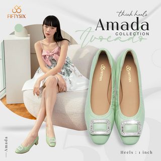 สินค้า Fiftysix รองเท้าคัชชูหนังแกะแท้ รุ่น Amada ส้นหนา  ใส่สบายมาก   สูง 1 นิ้ว