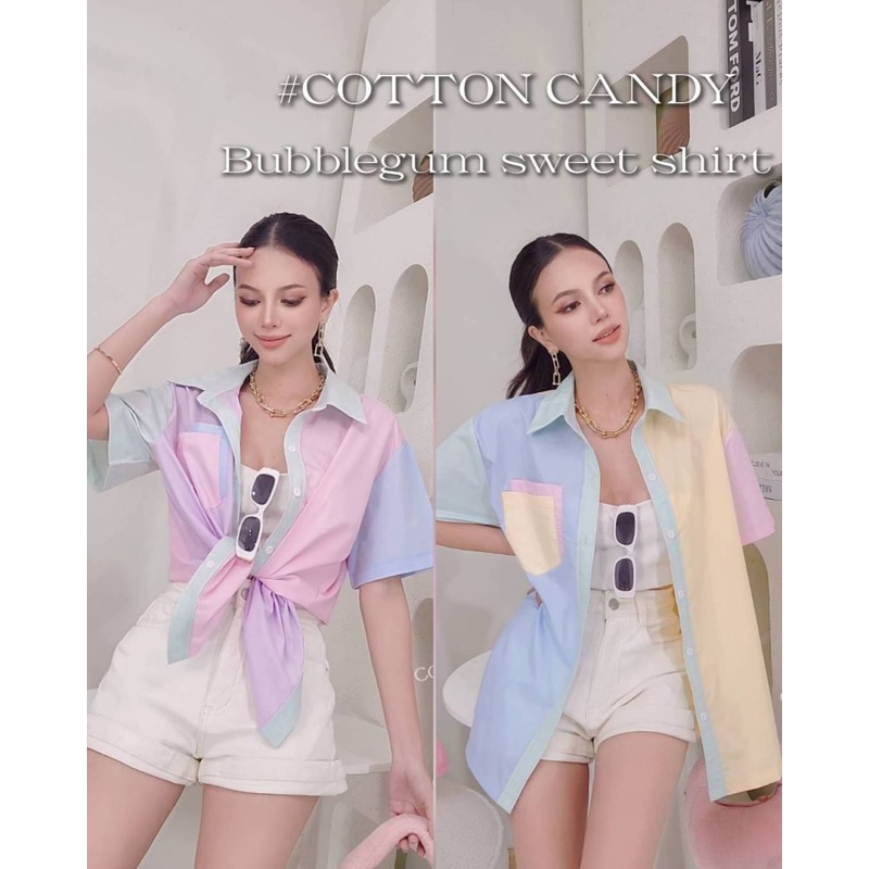 cotton-candy-เสื้อเชิ๊ตเเขนสั้น-new-bubblegum-sweet-shirt