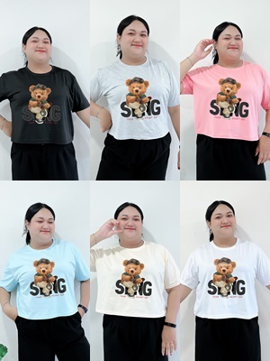 6000-IMG-34# เสื้อครอป ลายน้องหมีถือกีต้าร์ ไซส์จั้มโบ้ สวยมาก