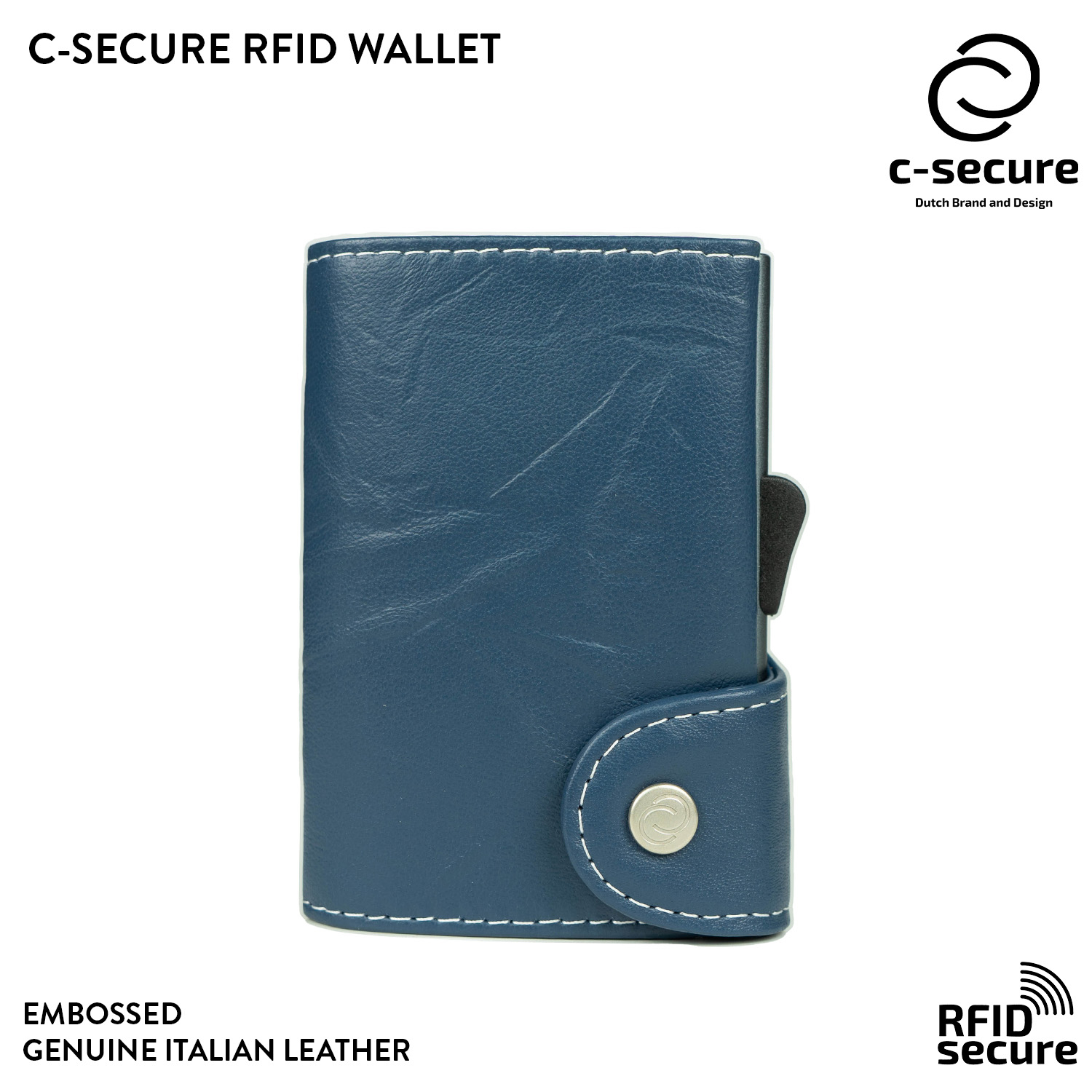 c-secure-พร้อมส่ง-กระเป๋าใส่บัตร-กระเป๋าสตางค์-กระเป๋าใส่การ์ด-rfid-รุ่นหนังแท้สลักลาย-สีน้ำเงินเดนิม-เทา