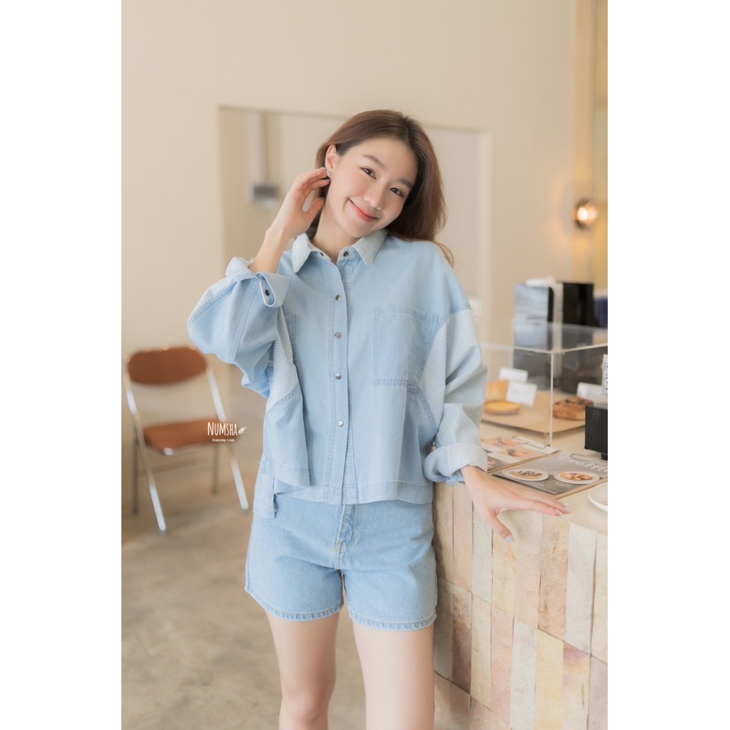 Numsha Brand ยีนส์คอลาย / NB23015 | Shopee Thailand