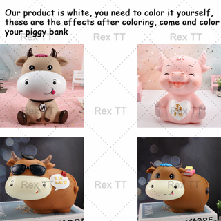 Rex TT  white model DIY hand drawn doodle piggy bank kids puzzle creative cute ornaments holiday gift