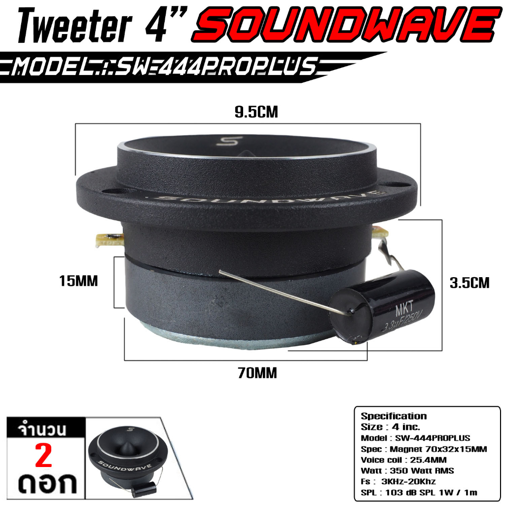 soundwave-sw-444proplus-ทวีตเตอร์-แหลมจาน-จำนวน-1คู่-ลำโพงรถยนต์-เครื่องเสียงรถ-ลำโพง4นิ้ว-เครื่องเสียงรถยนต์-เสียงแหลม