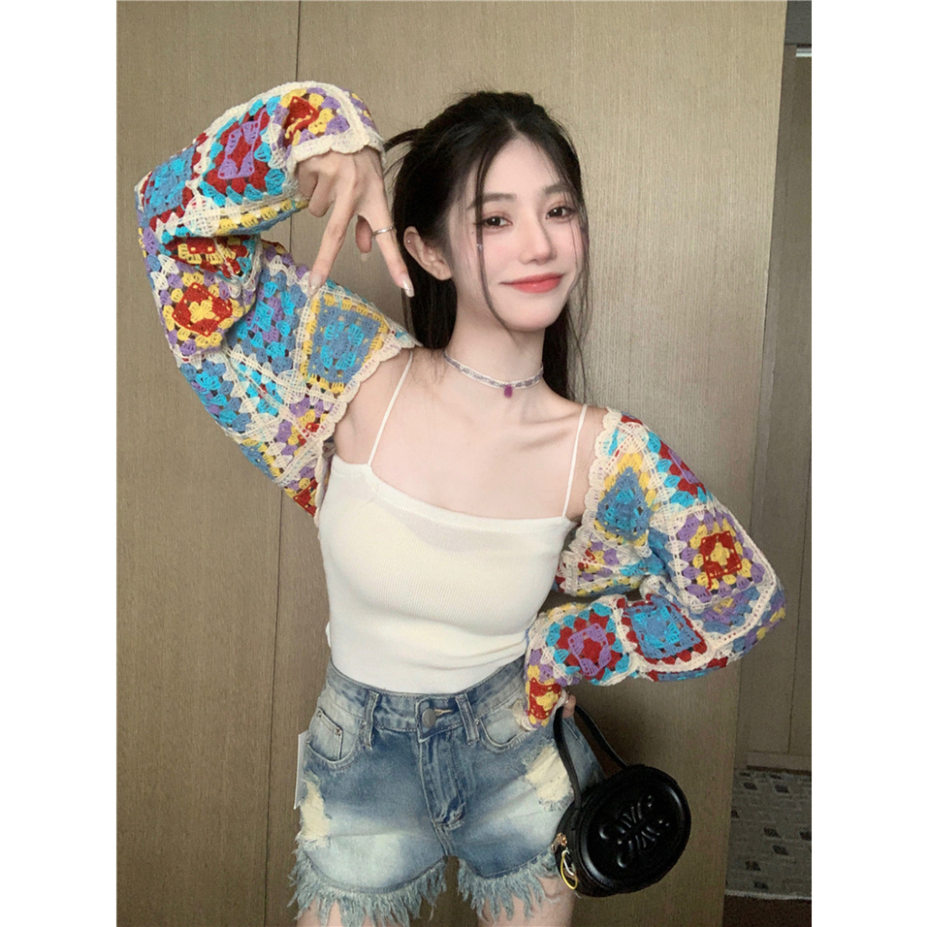 cici-no-j1019-เสื้อคลุมแขนยาวทรง-crop-ผ้าไหมพรมถักอย่างดี-เรียบหรูดูแพง