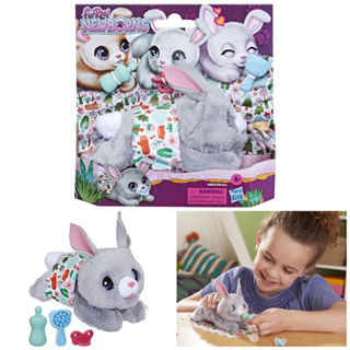 furReal Newborns Rabbit Interactive Animatronic Plush Toy: Electronic Pet with Sound Effects, Closing Eyes; Ages 4 &amp; up