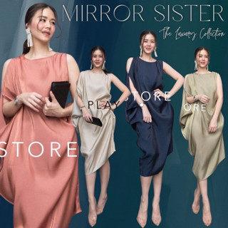 Code : 30912.1 เดรสผ้าซิลค์ดีไซน์เก๋  เดรสใส่ออกงาน งานป้าย Mirrorsister