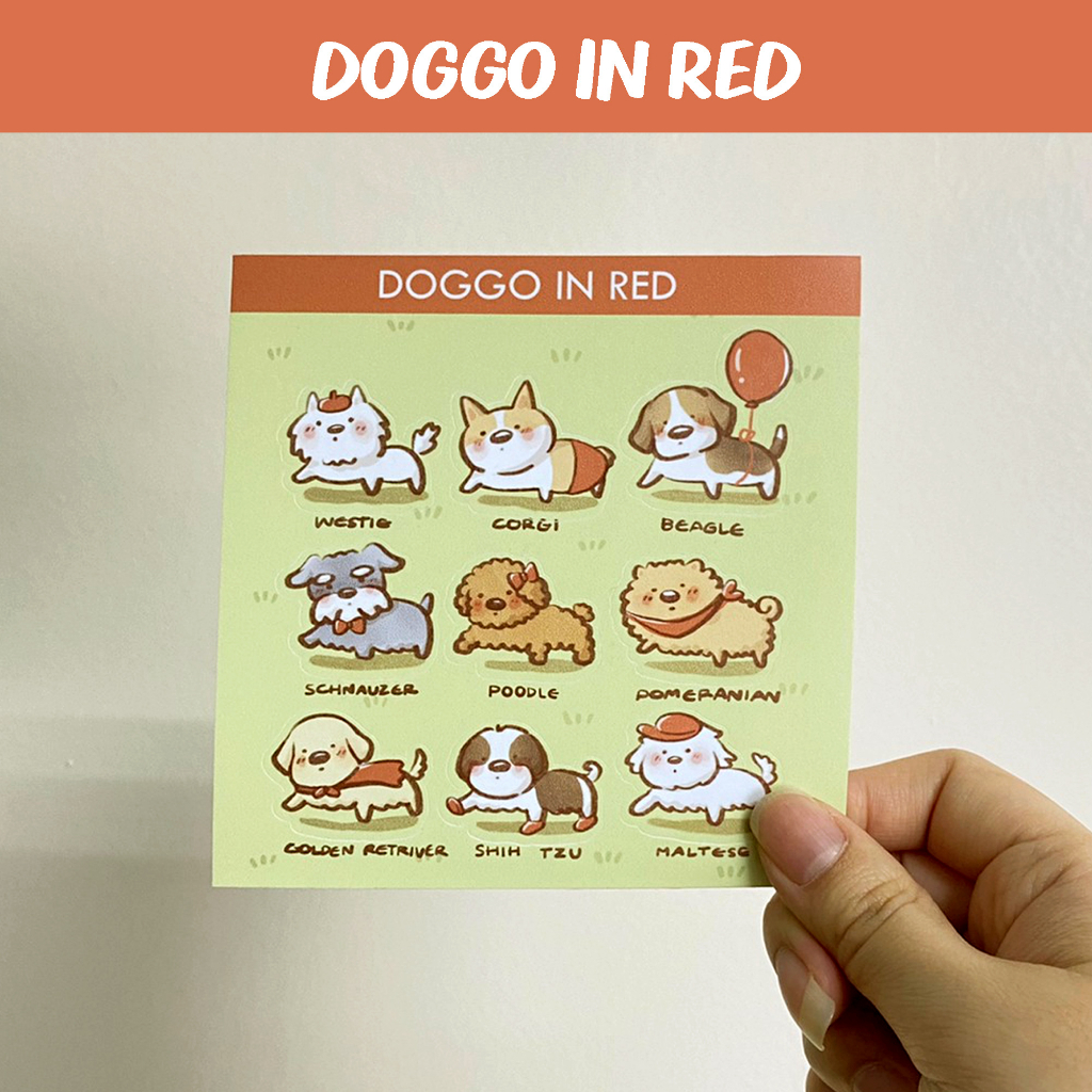 doggo-in-red-สติกเกอร์น้องหมาในคอสตูมสีแดง-น่ารัก-dog-sticker-สติกเกอร์น่ารัก-พร้อมส่ง-ตกแต่งสมุด-ไดคัท