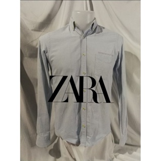 ZARA Brand_2nd hand(Slim​ Fit​)​ เสื้อเชิ้ตแขนยาววัสดุผ้าฝ้าย​💯​%/Size S/Made in Vietnam 🇻🇳​/แท้มือสองกระสอบนำเข้า​