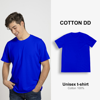 เสื้อยืด สีน้ำเงิน คอกลม เนื้อนุ่มใส่สบาย Unisex t-shirt cotton100% สินค้าพร้อมส่ง