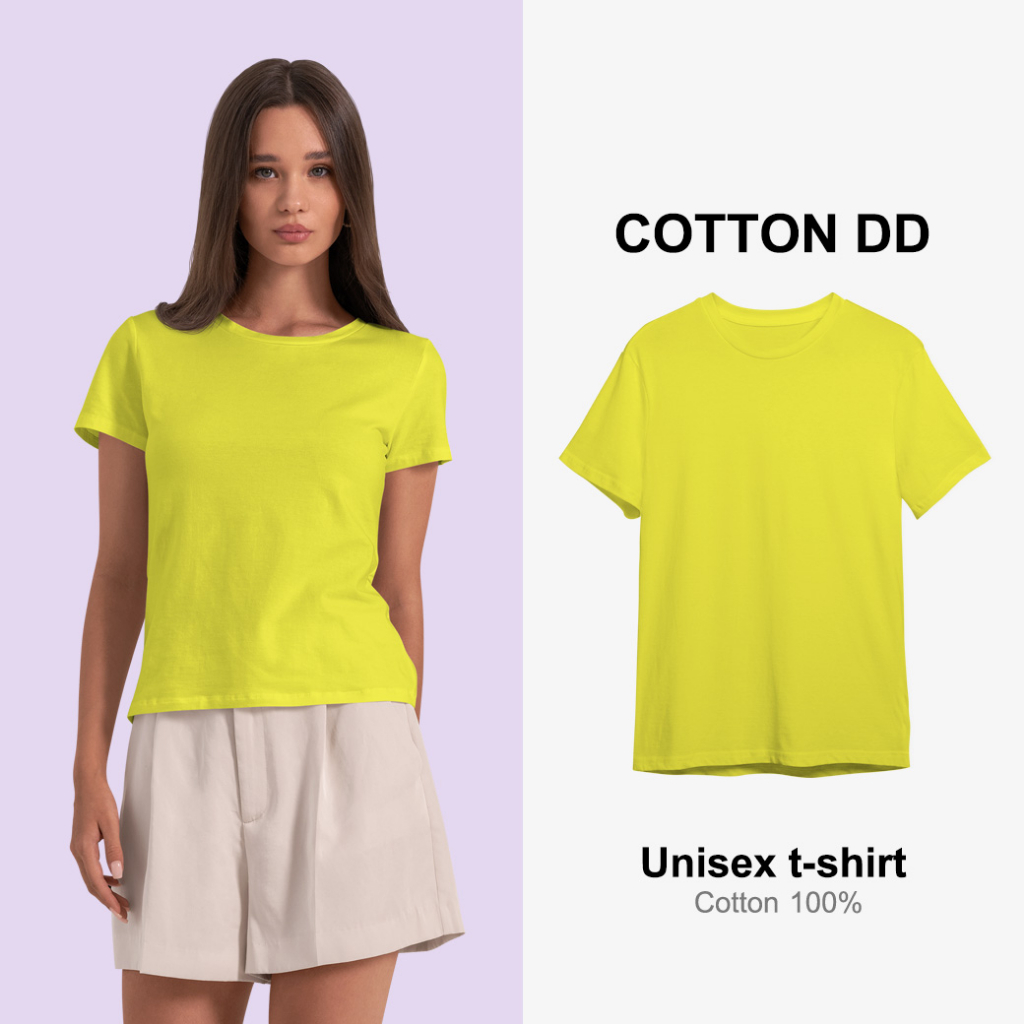เสื้อยืด-สีเหลือง-คอกลม-เนื้อนุ่มใส่สบาย-unisex-t-shirt-cotton100-สินค้าพร้อมส่ง
