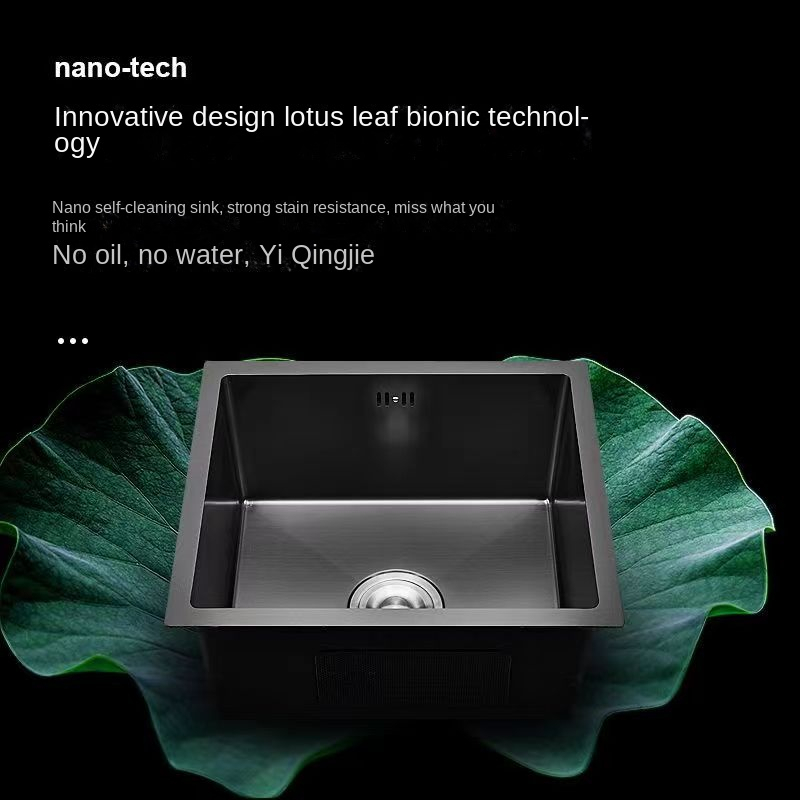 สีดำ-nano-304-อ่างล้างจานสแตนเลสช่องเดี่ยวใต้เคาน์เตอร์อ่างล้างหน้าบาร์ขนาดเล็กอ่างล้างหน้าขนาดเล็กครัว