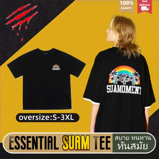 Suamoment เสื้อยืด เสื้อยืดผ้าฝ้ายคอกลม 100% ไซส์ใหญ คู่รัก oversized พิมพ์สายรุ้ง insเสื้อผ้าผช เสื้อยืดผู้หญิง