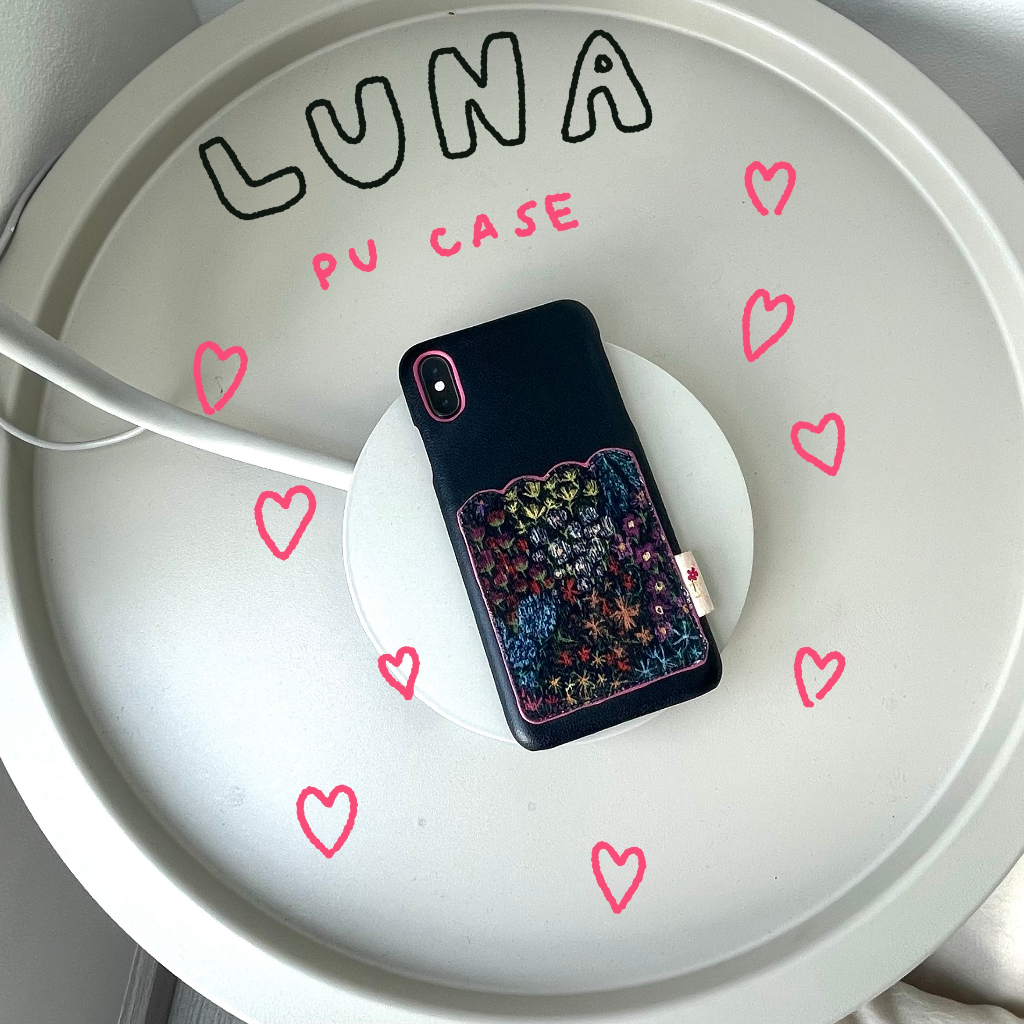 amuse-stuff-luna-black-pu-case-เคสผ้าแคนวาวพิมพ์ลาย-หนังพียู